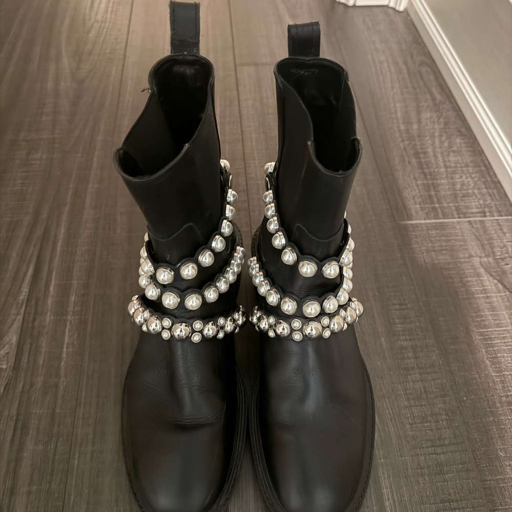 ZARA Black Pearl-Embellished Women's Boots